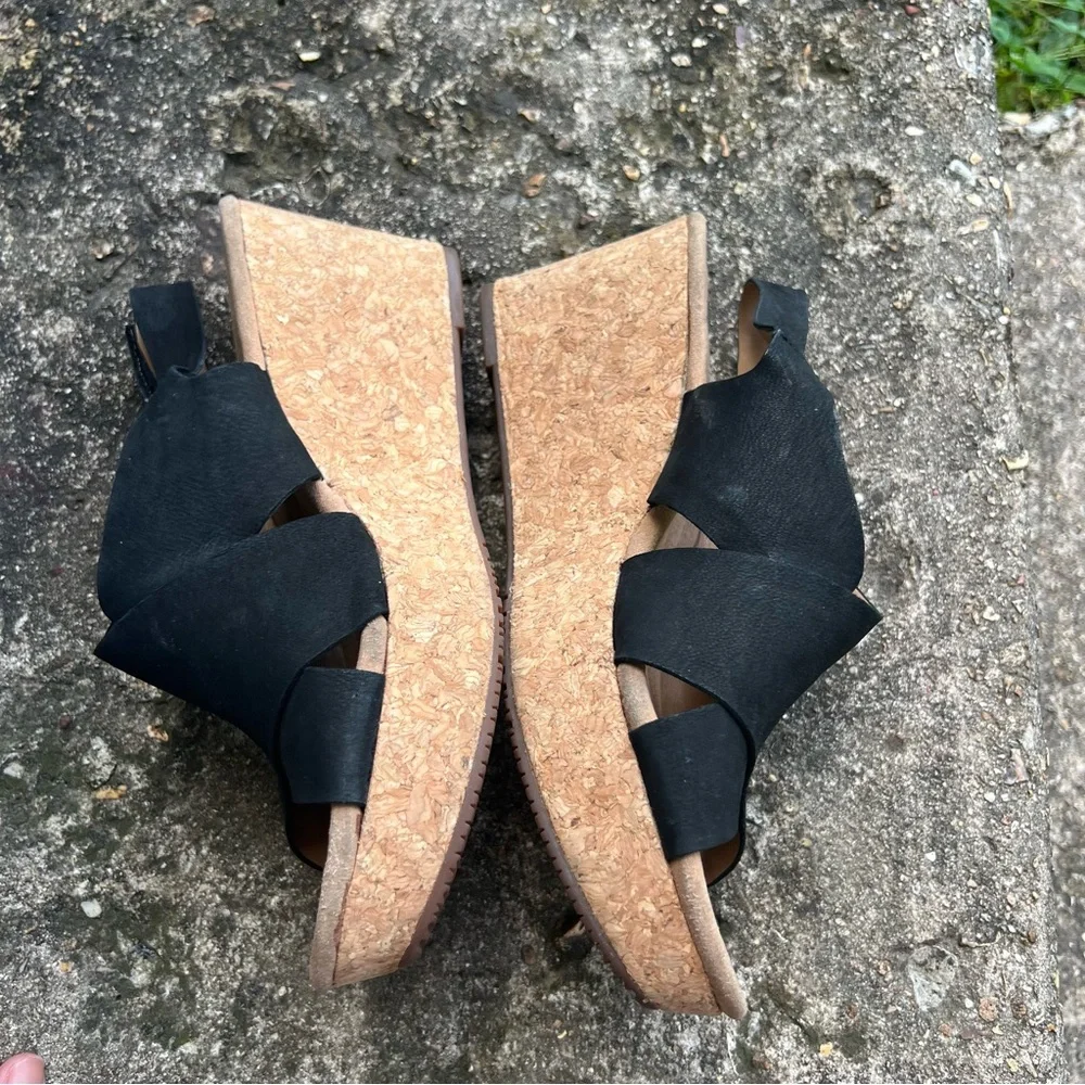 Clarks Black Wedge Sandals